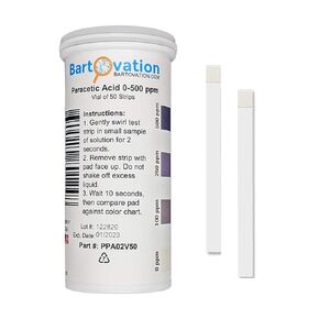 Peracetic Acid Test Strips, High Level, 0-500 ppm [Vial of 50 Strips]
