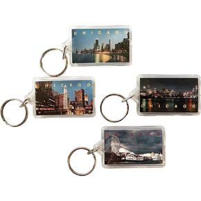 Set of 4 City of Chicago Photo Keychain Souvenirs -