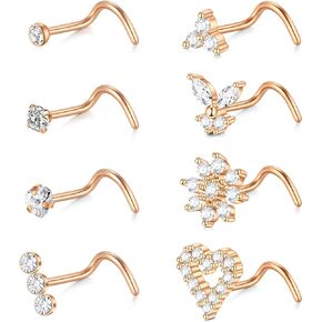 Briana Williams Nose Studs Nose Rings for Women 18G 20G Corkscrew Nose Ring Stainless Steel Nose Screw Studs Nose Rings Studs Surgical Steel Nostril Nose Piercing Jewelry