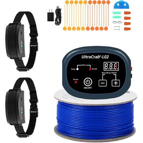 UltraCrab Electric Fence for 2 Dogs， In-Ground Pet Fence - Underground Electric Pet Fence System with Waterproof and Rechargeable Training Collar - Electric Fence for 2 Dogs in Kuwait