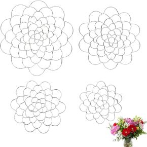 4pcs Flower Lid Arranger, Flower Frog Stainless Steel Lid Grid Holders Metal Flower Insert Lid Flower Arrangement Holder Floral Stems Organizer for Plant Fixation Vase Craft (4 Sizes)