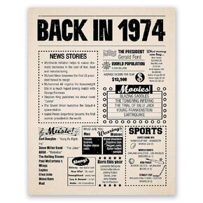 8x10 1974 Birthday Gift // Back in 1974 Newspaper Poster // 50th Birthday Gift // 50th Party Decoration // 50th Birthday Sign // Born in 1974 Print (8x10, Newspaper, 1974)