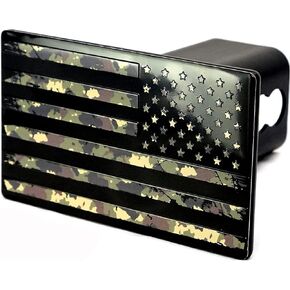 eVerHITCH USA American Flag Metal Hitch Cover (Fits 2" Receiver, Military Camouflage)