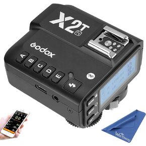 Godox X2T-N TTL Wireless Flash Trigger for Nikon - Bluetooth Support,2.4G HSS 1/8000s,5 Separate Group Buttons,New Hotshoe Locking,New AF Assist Light