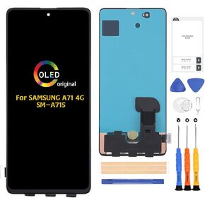 A-Mind لهاتف Samsung Galaxy A71 4G SM-A715 (OLED، حجم كبير) استبدال الشاشة A715F، A715F/DS، A715F/DSN/A715W/A715X شاشة LCD تعمل باللمس، مجموعة كاملة من أدوات إصلاح التجميع، مع أدوات in Kuwait