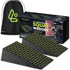 Flexelent Squat Wedge Block Pair, Calf Stretcher Slant Board for Squats, Calf Raise Block, Anti-Slip Heel Elevated Squat Wedge, ATG Equipment, 17° Incline, 3.5x5.9x12.2, Backpack Included