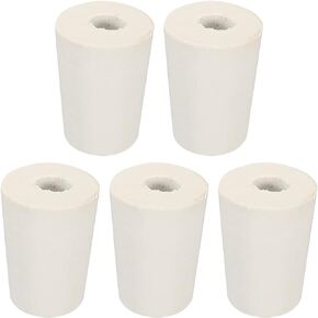 MECCANIXITY Rubber Tapered Plug 15mm to 20mm with 8mm Hole Test Tubes Bungs Stopper White for Lab Home 5 Pieces