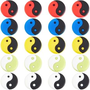 OLYCRAFT 20pcs Tennis Racket Vibration Dampener 1 Inch Yin Yang Tennis Racquet Dampener Soft Silicone Racket Dampener Shock Absorbers for Racquetball Accessories Tennis Player Sports Favor - 5 Colors