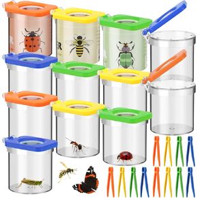 Halloscume 12 Pack Insert Bug Viewer for Kids with Tweezers Magnifying Insect Box Insect Observation Kit Bug Catcher Bug Container Insect Cage Bug Jar for Science Nature Exploration Collecting Kit in Kuwait