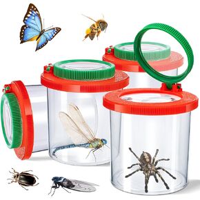 Insert Bug Viewer for Kids, 4PCS Magnifying Insect Box Bug Catcher Kit for Kids Bug Magnifier Container Critter Insect Bug Cage Bug Jar, Magnifier Backyard Explorer Insect Bug Viewer Collecting Kit
