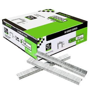 meite 21 Gauge 1/2-inch Crown Stainless Steel Upholstery Staples with 1/4-inch Leg Compatible with Fasco/80 Series Staples 10,000/Box