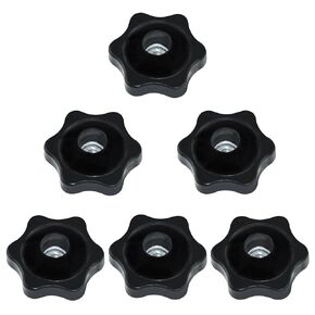 6-Star Knob 1/4"-20 Female Threads Knob Nylon Hexagon Head Thru Knobs Clamping Knob Jig Knobs, 6-Pack