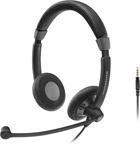 Sennheiser SC 75 USB CTRL (507087) - Double-Sided Business Headset | For Unified Communications, with Mobile Phone, Tablet, Softphone, and PC | HD Sound & Noise-Cancelling Microphone (Black) in Saudi Arabia