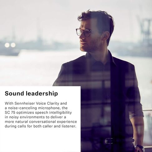 Sennheiser SC 75 USB CTRL (507087) - Double-Sided Business Headset | For Unified Communications, with Mobile Phone, Tablet, Softphone, and PC | HD Sound & Noise-Cancelling Microphone (Black) in Saudi Arabia
