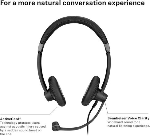 Sennheiser SC 75 USB CTRL (507087) - Double-Sided Business Headset | For Unified Communications, with Mobile Phone, Tablet, Softphone, and PC | HD Sound & Noise-Cancelling Microphone (Black) in Saudi Arabia
