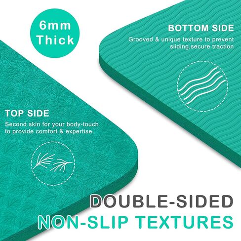 Ekomx Extra Large Yoga Mat for Women & Men(72"x 48"x6mm), Non Slip, non-toixc, Wide TPE Workout Mat with Strap,Exercise & Fitness Mat for All Barefoot Yoga,Pilates Mats for Home Gym,Stretch in Saudi Arabia