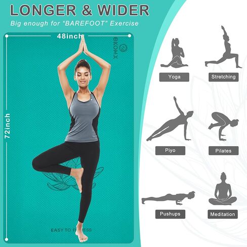 Ekomx Extra Large Yoga Mat for Women & Men(72"x 48"x6mm), Non Slip, non-toixc, Wide TPE Workout Mat with Strap,Exercise & Fitness Mat for All Barefoot Yoga,Pilates Mats for Home Gym,Stretch in Saudi Arabia