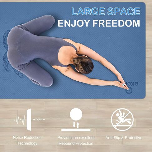 Ekomx Extra Large Yoga Mat for Women & Men(72"x 48"x6mm), Non Slip, non-toixc, Wide TPE Workout Mat with Strap,Exercise & Fitness Mat for All Barefoot Yoga,Pilates Mats for Home Gym,Stretch in Saudi Arabia