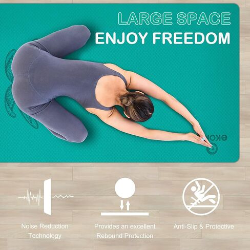 Ekomx Extra Large Yoga Mat for Women & Men(72"x 48"x6mm), Non Slip, non-toixc, Wide TPE Workout Mat with Strap,Exercise & Fitness Mat for All Barefoot Yoga,Pilates Mats for Home Gym,Stretch in Saudi Arabia