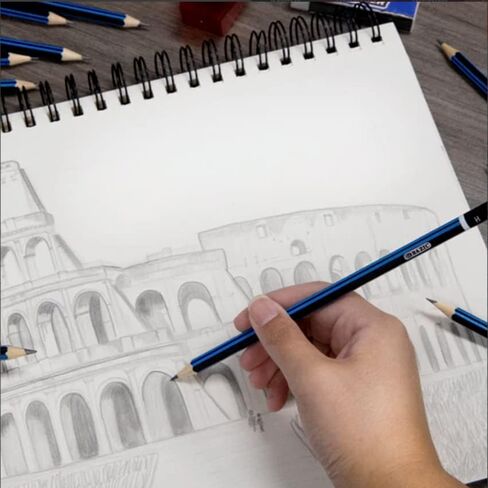 أقلام رسم - مجموعة أقلام رسم مكونة من 17 قطعة، أقلام رسم احترافية للرسم، ممحاة عجن، 3 جذوع مزج - 12 قلم رصاص جرافيت، أقلام رسم مشحذ مسبقًا، رسم، تظليل in Saudi Arabia