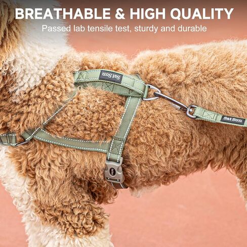 SATSUN Dog Harness for Large Dogs, No Pull Dog Harness with 2 Adjustable Points & 1 Leash Clip, Reflective Comfortable Dog Vest with Easy Control Handle Ideal for Walking and Training, Black,L in Saudi Arabia