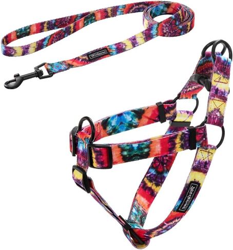 Tie Dye No Pull Dog Harness and Leash Set for Small Medium Large Dogs, Rainbow Dog Harness in Kuwait