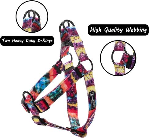 Tie Dye No Pull Dog Harness and Leash Set for Small Medium Large Dogs, Rainbow Dog Harness in Kuwait