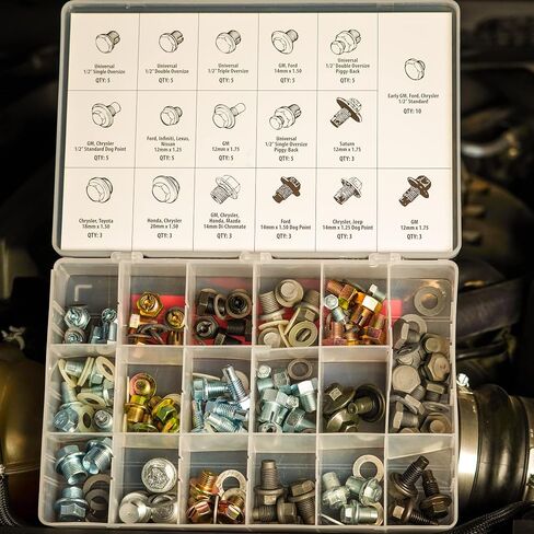 ABN Oil Drain Plug 76pc Assortment – SAE & Metric Drain Plugs & Washer Gasket Set Compatible with Jeep GM Ford Toyota in Saudi Arabia