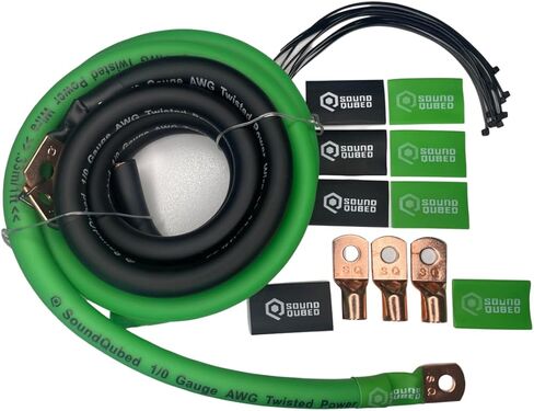 مجموعة ترقية Soundqubed Car Audio Big 3 - سلك قياس 1/0 0GA مجموعة ترقية Big 3 - ترقية سلك مولد السيارة - الطاقة الخضراء - الأرض السوداء الكبيرة - ثلاثة أسلاك - ترقية طاقة السيارة والأسلاك الأرضية - سلك CCA in Kuwait