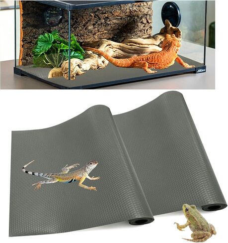 Hlimior 2 Pack Bearded Dragon Tank Accessories, Non-Adhesive Reptile Terrarium Carpet Substrate for Reptile Tank，Reptile Habitat Bedding for Leopard Gecko, Lizard, Iguana, Snake, Tortoise（Grey） in Saudi Arabia
