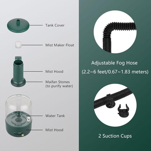مرطب إنكبيرد بلس للزواحف العلوية، 3 لتر، حجم كبير، تشغيل فائق الجودة، سهل التنظيف، مثالي لزواحف فيفاريوم، أعشاب البرمائيات، أخضر قديم (خرطوم غير متضمن) in Kuwait