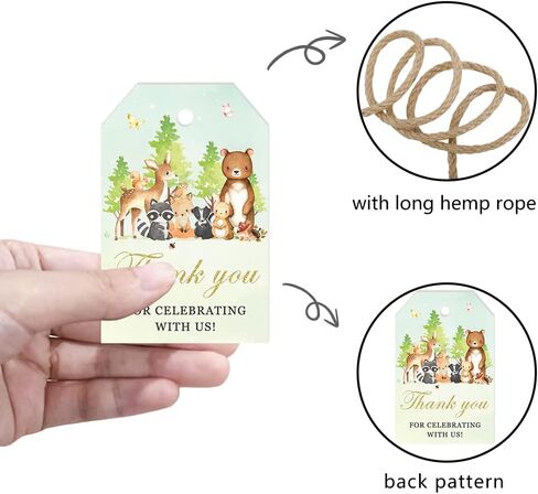50 Pcs Woodland Animals Thank You Gift Tags, Thank You for Celebrating with Us Tags for Woodland Creature Baby Shower or Birthday Party (Green) in Saudi Arabia