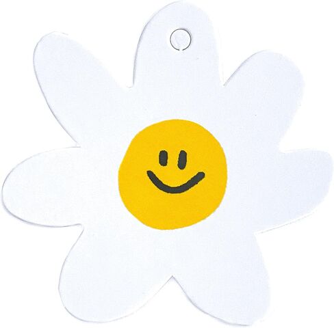 Decorative Paper Gift Tags 50 pcs - Wedding Gift Tags, Baby Shower Tags, Kraft Hang Tags, Hanging Gift Labels, Baking Tags (Daisy+Smily Face) in Kuwait