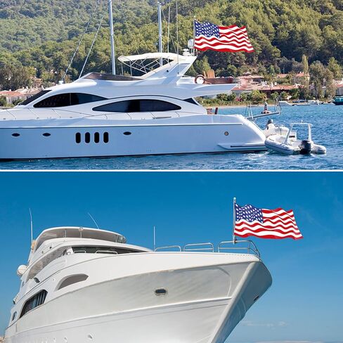 BALAVA قارب العلم القطب 2PCS، الفولاذ المقاوم للصدأ قارب العلم القطب السكك الحديدية جبل قارب المنبر الموظفين (2/3 "-1-1/4")، يخت البحرية قارب العلم البولنديين الفضة in Kuwait