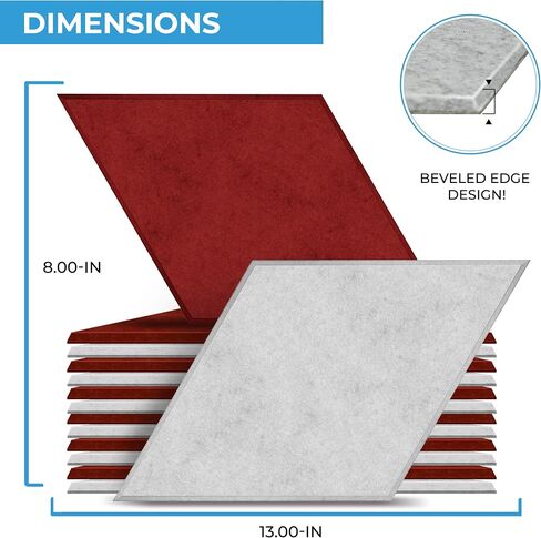Acoustic Wall Art - 12 Diamond Acoustic Panels | Premium Sound Blocking Panels include 3M Tape | Acoustic Panels Decorative for Home & Office | Geometric Acoustical Wall Panels in Saudi Arabia