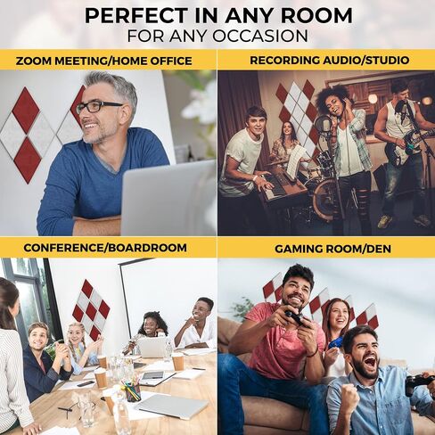Acoustic Wall Art - 12 Diamond Acoustic Panels | Premium Sound Blocking Panels include 3M Tape | Acoustic Panels Decorative for Home & Office | Geometric Acoustical Wall Panels in Saudi Arabia