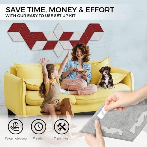 Acoustic Wall Art - 12 Diamond Acoustic Panels | Premium Sound Blocking Panels include 3M Tape | Acoustic Panels Decorative for Home & Office | Geometric Acoustical Wall Panels in Saudi Arabia