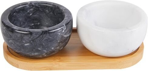 أوعية رخامية قبو ملح مع غطاء على قاعدة خشبية هزازات ملح وفلفل in Kuwait