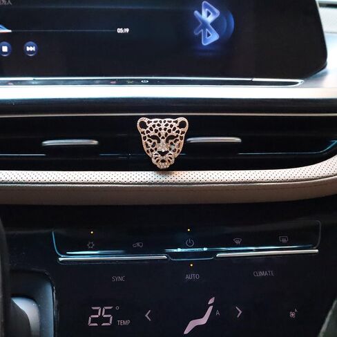 Bling Car Air Freshener,2pcs Golden Leopard Head Vent Clip Car Accessories for Women Teens,Refillable Car Outlet Essential Oils and Perfumes Diffuser Clips,Car Dashboard Charms in Saudi Arabia