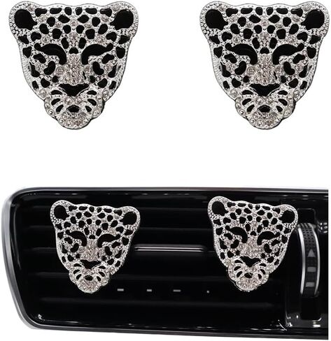 مشابك تنفيس معطر هواء السيارة من بلينغ، قطعتان من مشابك تزيين السيارة برأس الفهد الذهبي، موزع روائح السيارة، ملحقات السيارة أوريس in Kuwait