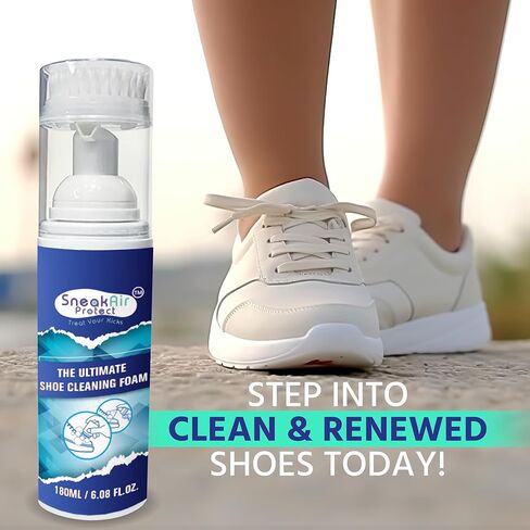 رذاذ منظف الأحذية SneakAir Protect - منظف الأحذية الرياضية الرغوي الفوري - يزيل الأوساخ والبقع من القماش والأحذية الرياضية البيضاء وأحذية التنس والمزيد in Kuwait