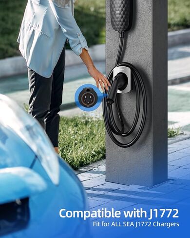 حامل شاحن ShockFlo H1 EV لحامل SAE J1772 مطلي بالفضة مصنوع من مادة الكمبيوتر المقاومة للحرارة -22 درجة فهرنهايت ~ 122 درجة فهرنهايت حامل شاحن EV منظم حامل كابل شحن داخلي وخارجي in Kuwait