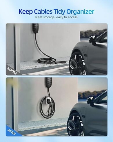 حامل شاحن ShockFlo H1 EV لحامل SAE J1772 مطلي بالفضة مصنوع من مادة الكمبيوتر المقاومة للحرارة -22 درجة فهرنهايت ~ 122 درجة فهرنهايت حامل شاحن EV منظم حامل كابل شحن داخلي وخارجي in Kuwait