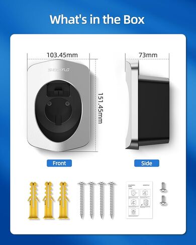 حامل شاحن ShockFlo H1 EV لحامل SAE J1772 مطلي بالفضة مصنوع من مادة الكمبيوتر المقاومة للحرارة -22 درجة فهرنهايت ~ 122 درجة فهرنهايت حامل شاحن EV منظم حامل كابل شحن داخلي وخارجي in Kuwait