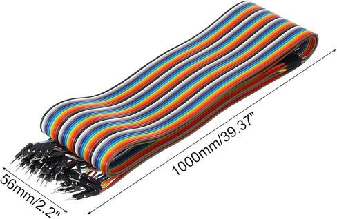MECCANIXITY Male to Male 40Pin Breadboard Jumper Wire 2.54mm Pitch Ribbon Cable 100cm Long Electronics Breadboard Ribbon Cables for Breadboard Electronic Projects Pack of 1 in Saudi Arabia