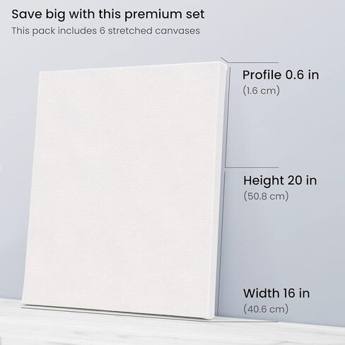 Arteza Paint Canvases for Painting, Pack of 12, 8 x 8 Inches, Square White Stretched Canvas Bulk, 100% Cotton, 8 oz Gesso-Primed, Art Supplies for Adults and Teens, Acrylic Pouring and Oil Painting in Kuwait