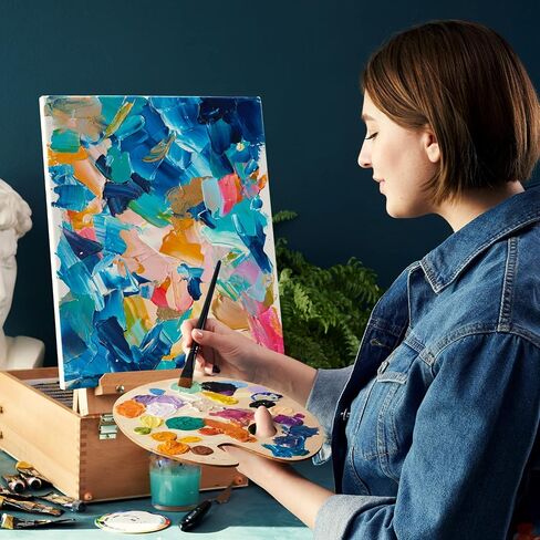 Arteza Paint Canvases for Painting, Pack of 12, 8 x 8 Inches, Square White Stretched Canvas Bulk, 100% Cotton, 8 oz Gesso-Primed, Art Supplies for Adults and Teens, Acrylic Pouring and Oil Painting in Kuwait