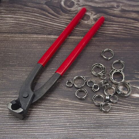 ISPINNER 80 قطعة من مشابك خرطوم الأذن الواحدة مع كماشة، 304 من الفولاذ المقاوم للصدأ 5.8-23.5 مم مجموعة متنوعة من مشابك خرطوم تجعيد لتأمين خراطيم الأنابيب واستخدام السيارات 1/4 بوصة - 15/16 بوصة in Kuwait