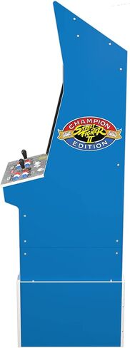 آلة Arcade1Up Street Fighter II Champion Edition Big Blue Cabinet Style Arcade مع 12 لعبة، وتشغيل بدون عملة معدنية، وشاشة مضيئة، وواي فاي، ومقعد in Kuwait