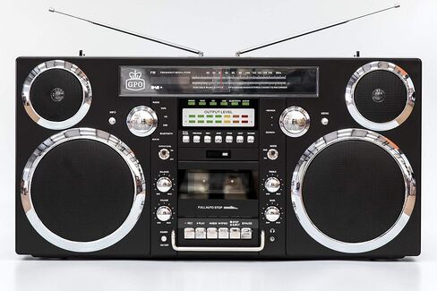 GPO Brooklyn 1980S-Style Portable Boombox - CD Player, Cassette Player, FM Radio, USB, Wireless Bluetooth Speaker - Black in Kuwait